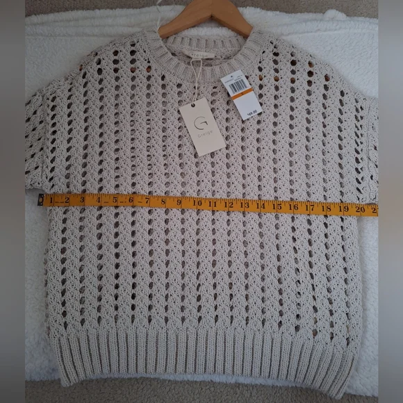 NWT Greige Oversized Women's Beige Open Knit Sweater S - Picture 3 of 7